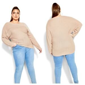 NWT City Chic Wool Blend Romance Sweater in Soft Sand - Size L (20)